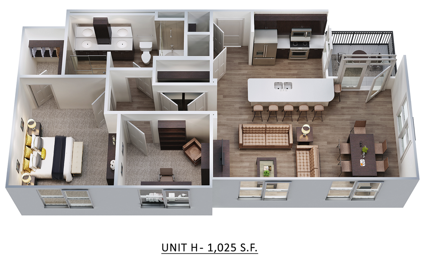 Unit H - 1025 SQ FT